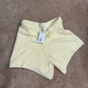 Danielle Bernstein Fuzzy Drawstring Yellow Shorts